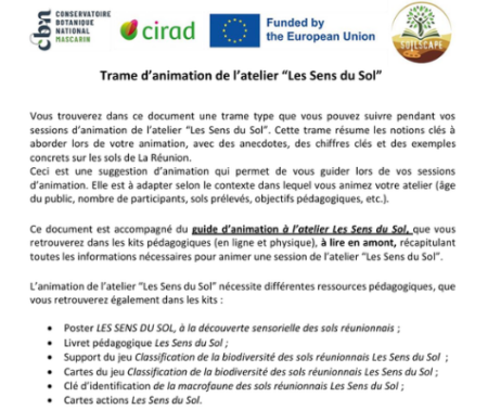 Kit pédagogique de l&rsquo;atelier Les Sens du Sol – trame d&rsquo;animation